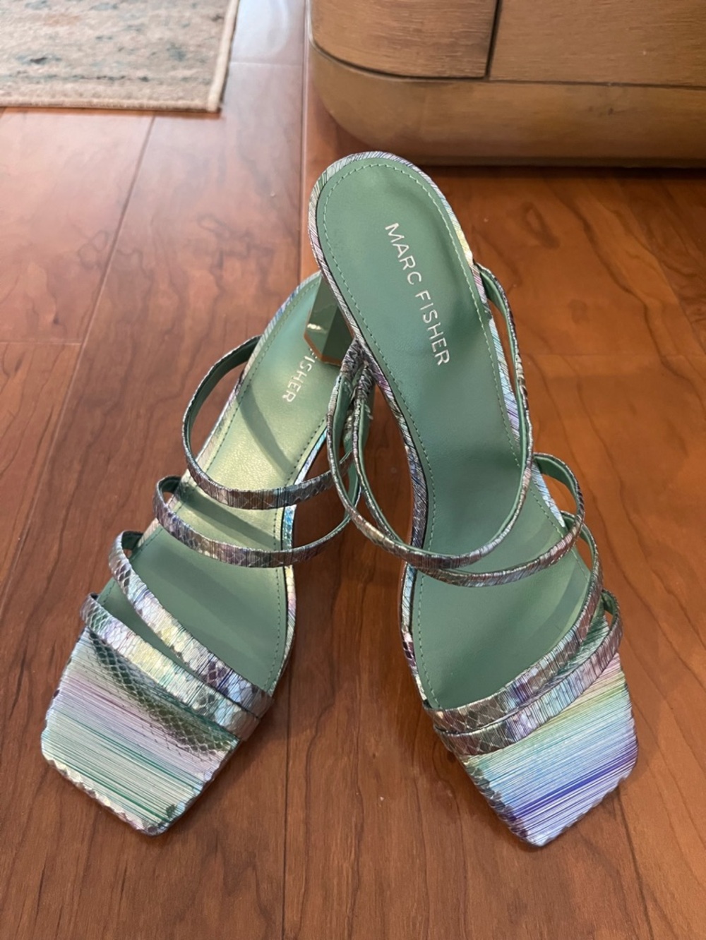 Marc Fisher Women’s Kristin Slip On Strappy Heeled Sandals Size 8M Multi Color